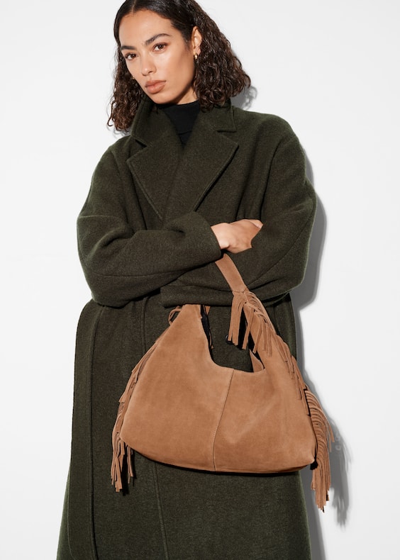 Fringed Suede Tote Bag