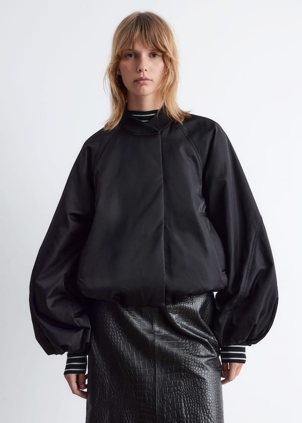 Voluminous-Sleeve Bomber Jacket