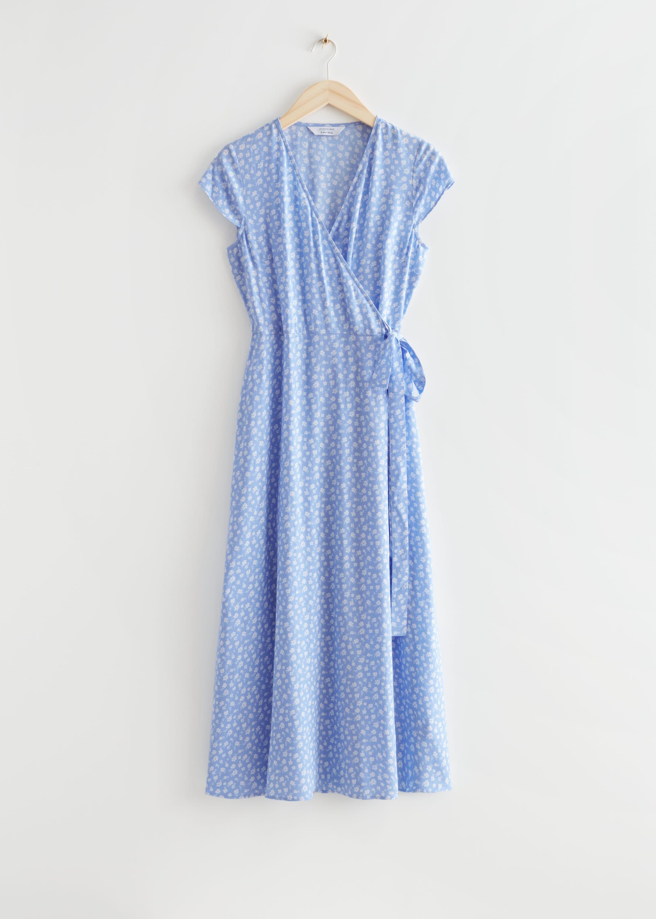 Printed Midi Wrap Dress - Blue Print - Still Life