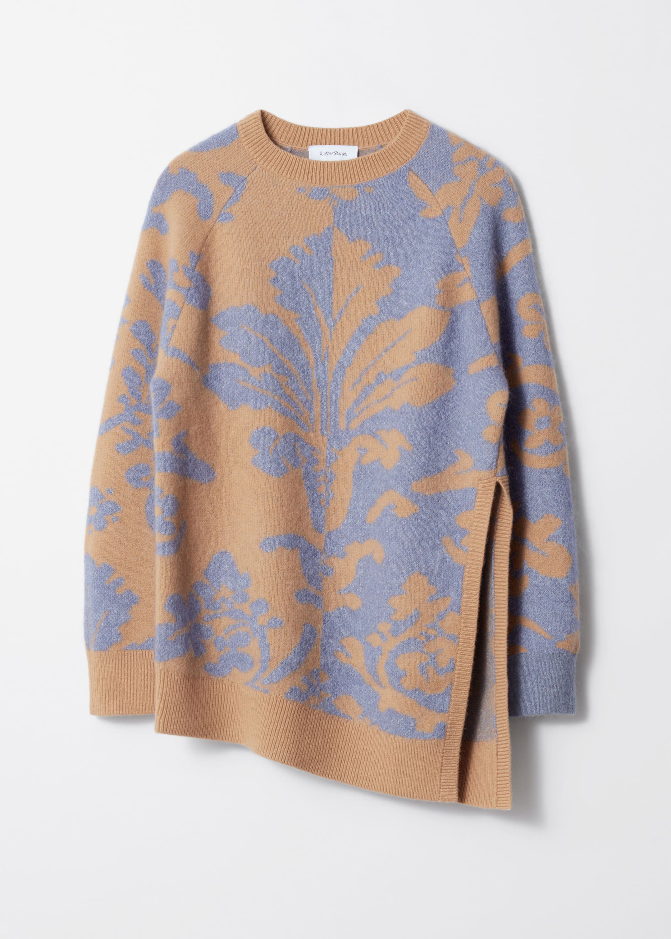 Asymmetric Jacquard Jumper - Blue / Beige - Still Life