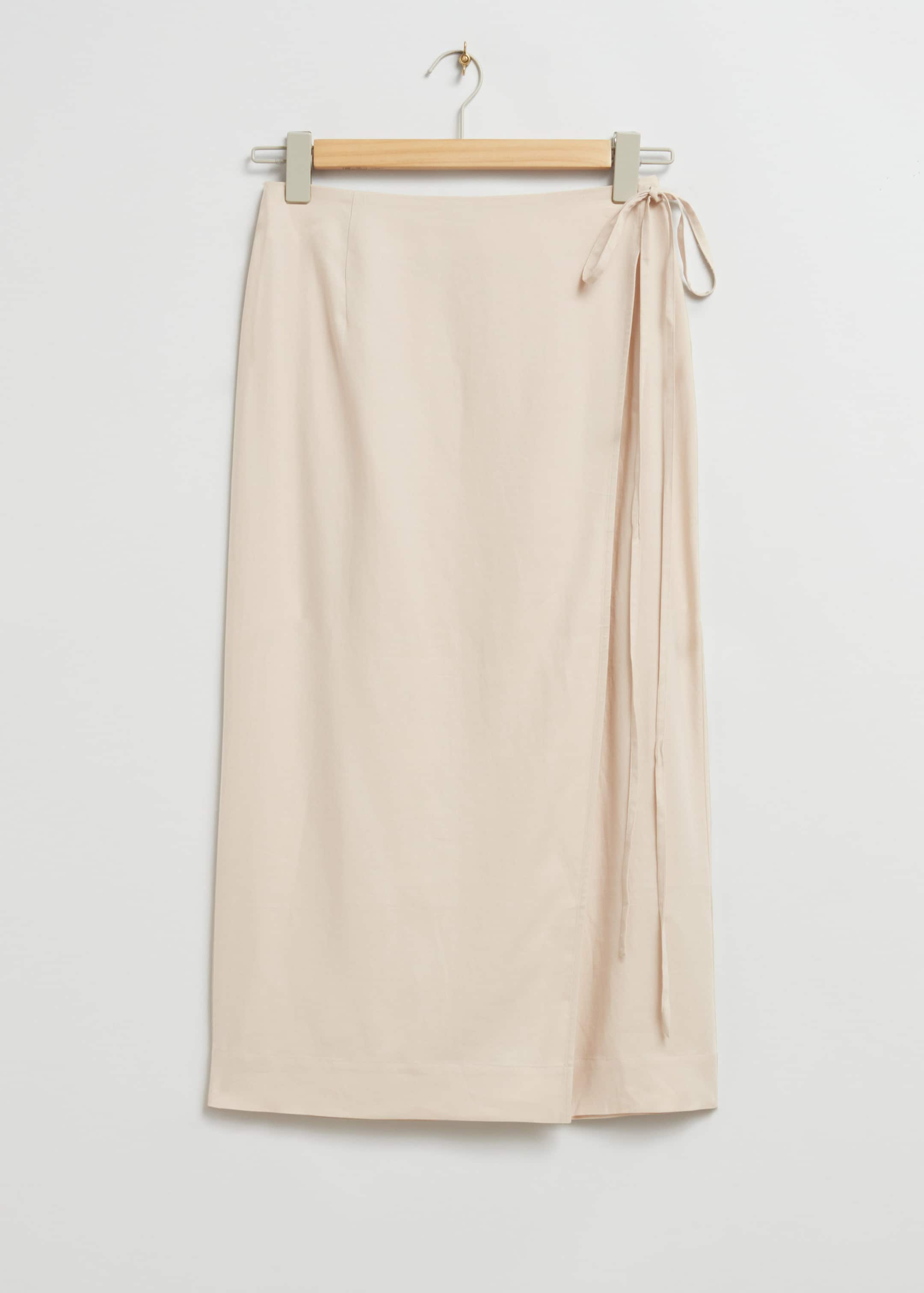 High Waist Midi Wrap Skirt - Light Beige - Still Life