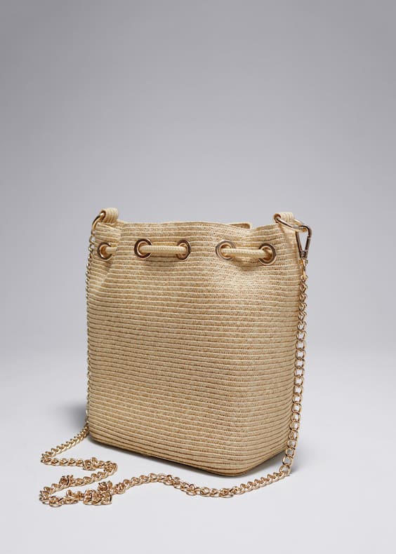 Woven Paper-Straw Bucket Bag