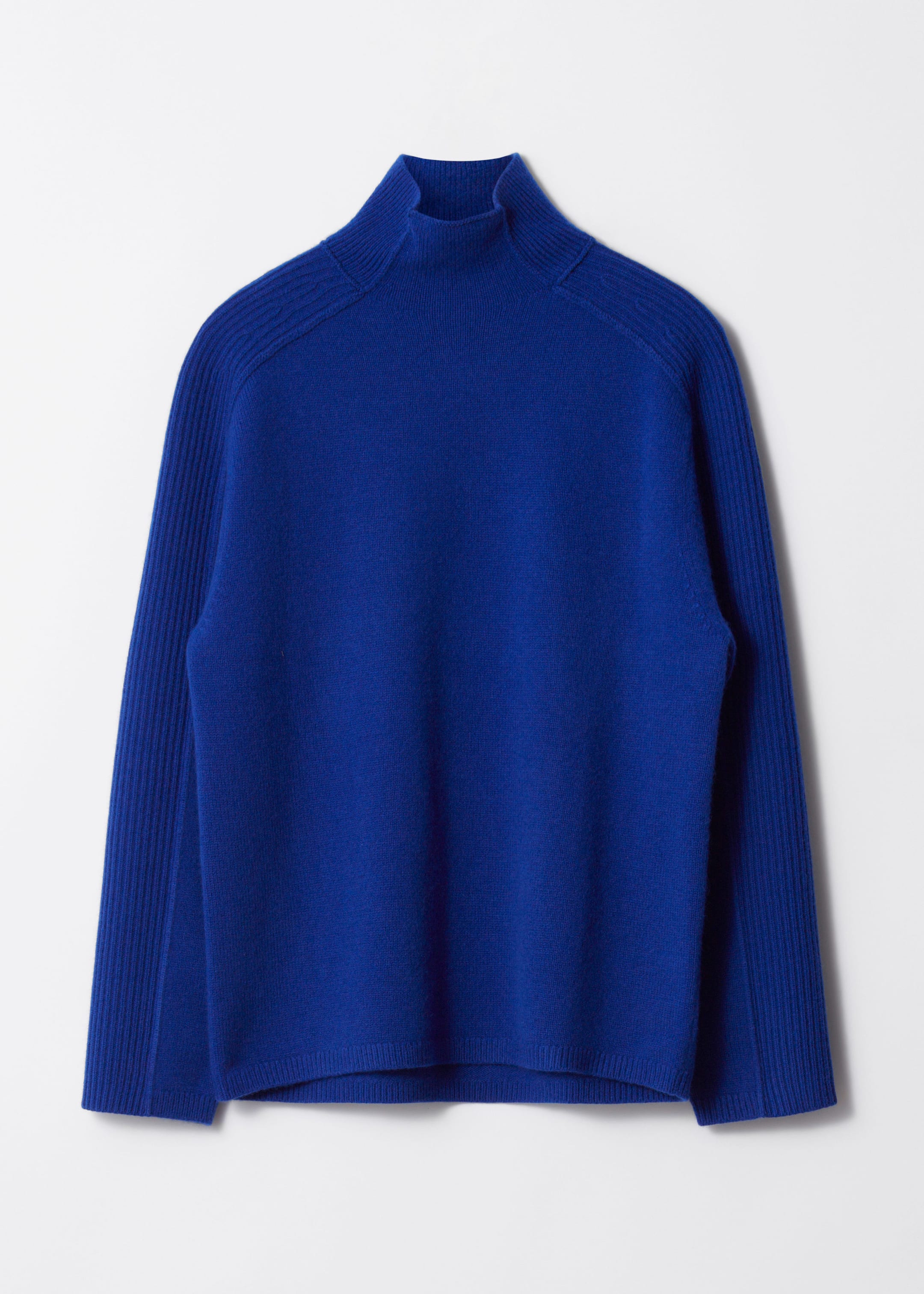 Panelled Wool Turtleneck Jumper - Blue - Still Life