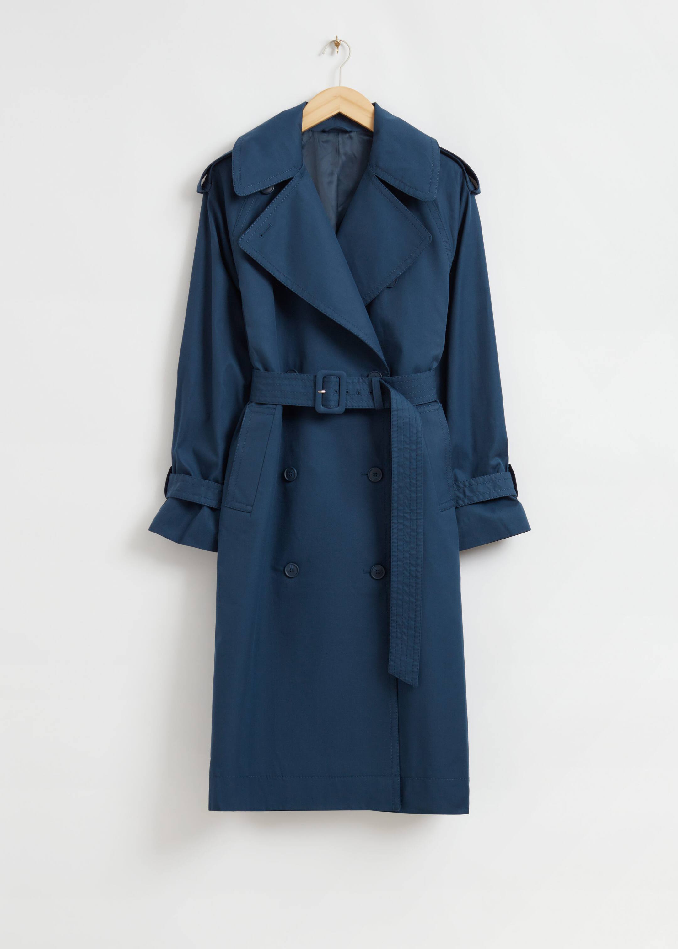 Relaxed Long Fit Trench Coat Dark Blue Other Stories NL