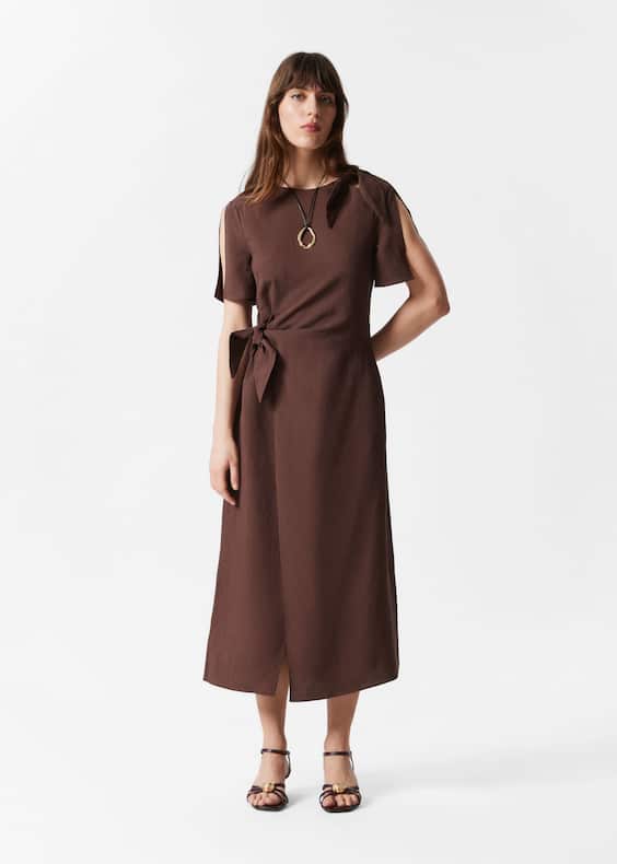 Knot-Detail Midi Dress