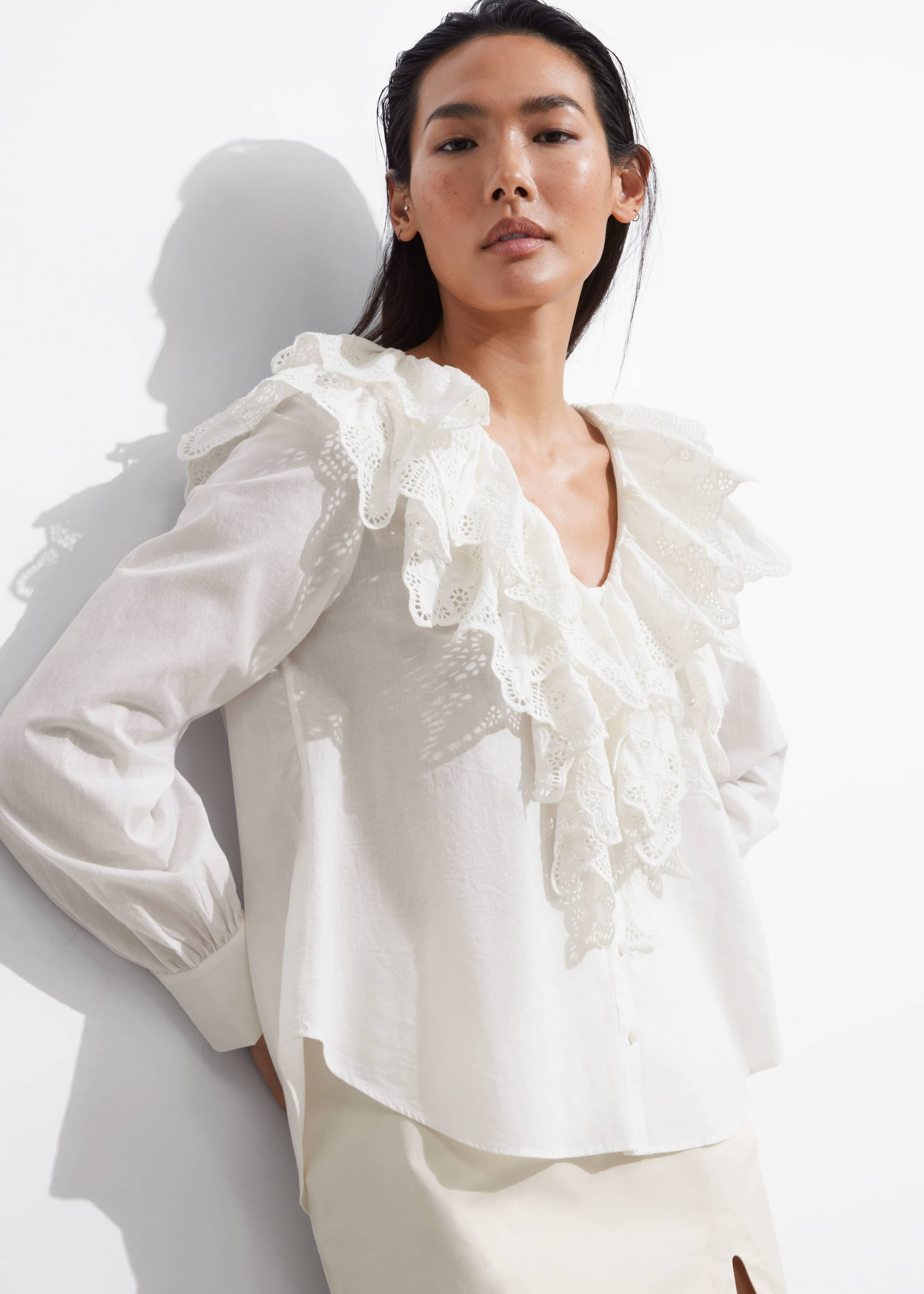 Layered Ruffle Blouse - Cream - Lookbook