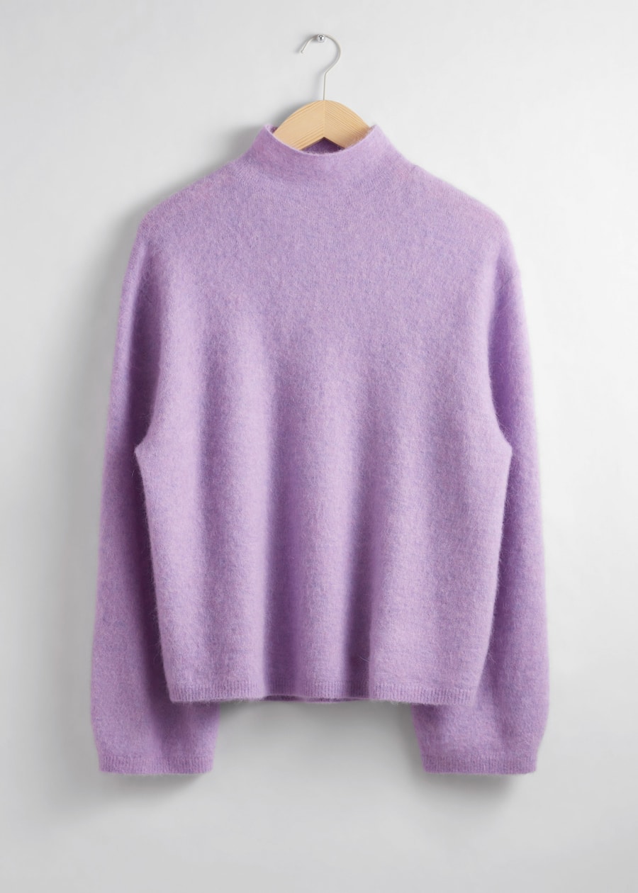 Mock-Neck Knit Jumper Lilac Other Stories