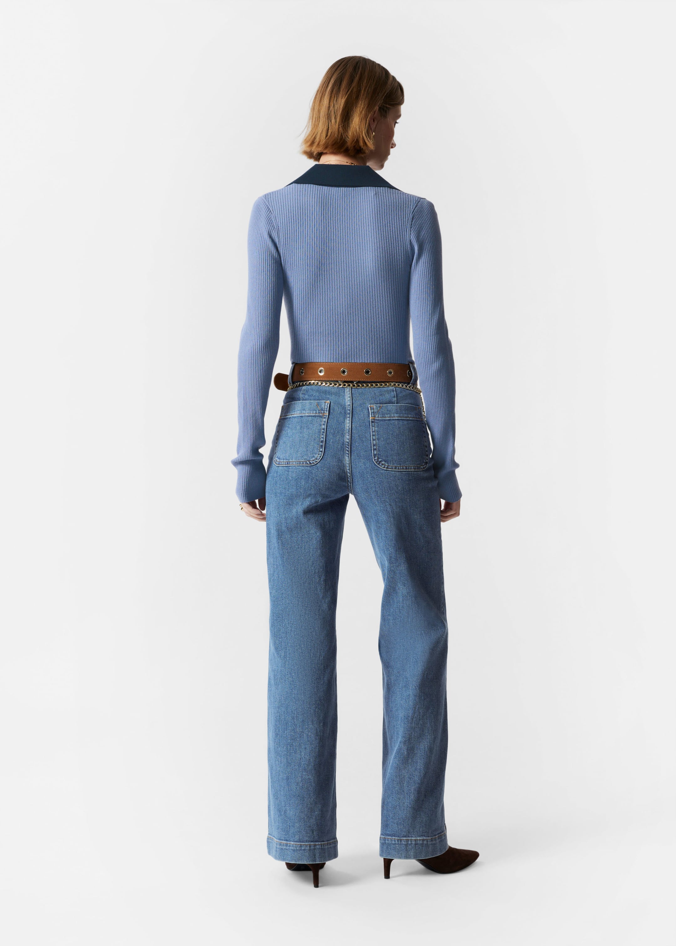 Jean bootcut à taille haute - Délavé moyen - Lookbook