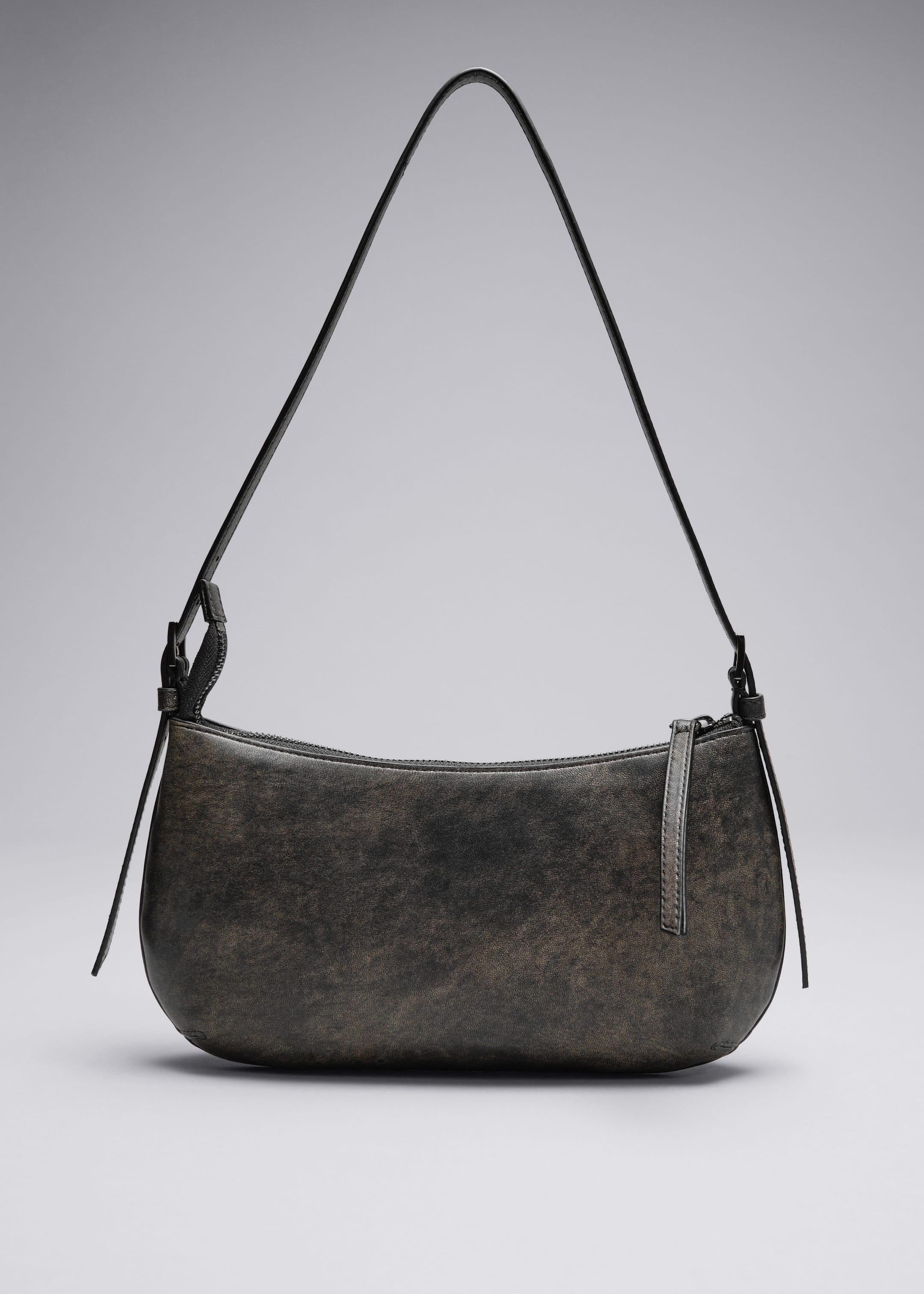 Glossed Leather Shoulder Bag Grey Other Stories NL