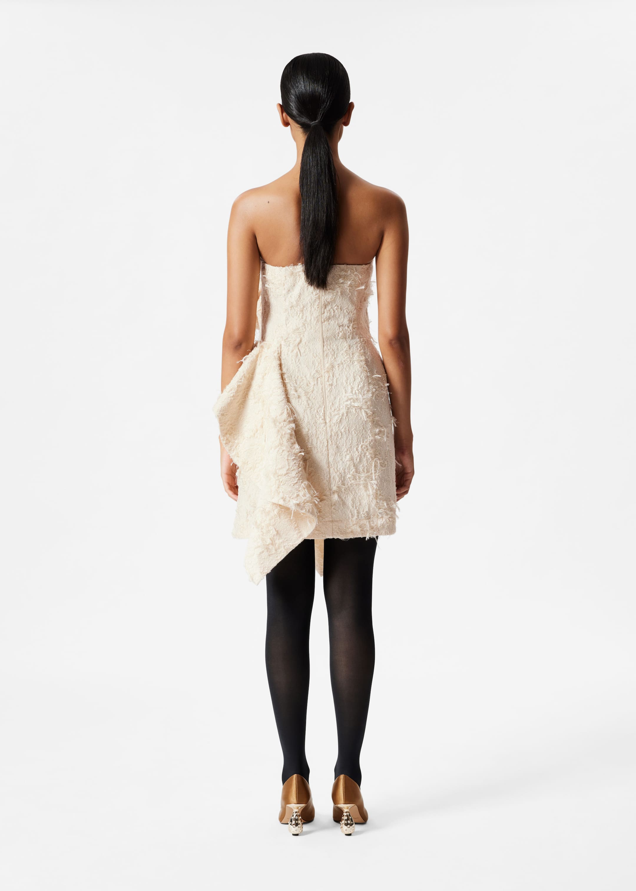 Ruffled Jacquard Mini Dress - Ivory - Lookbook