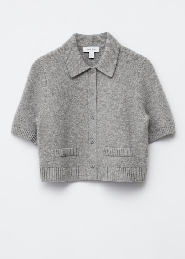 Short-Sleeve Merino-Blend Cardigan