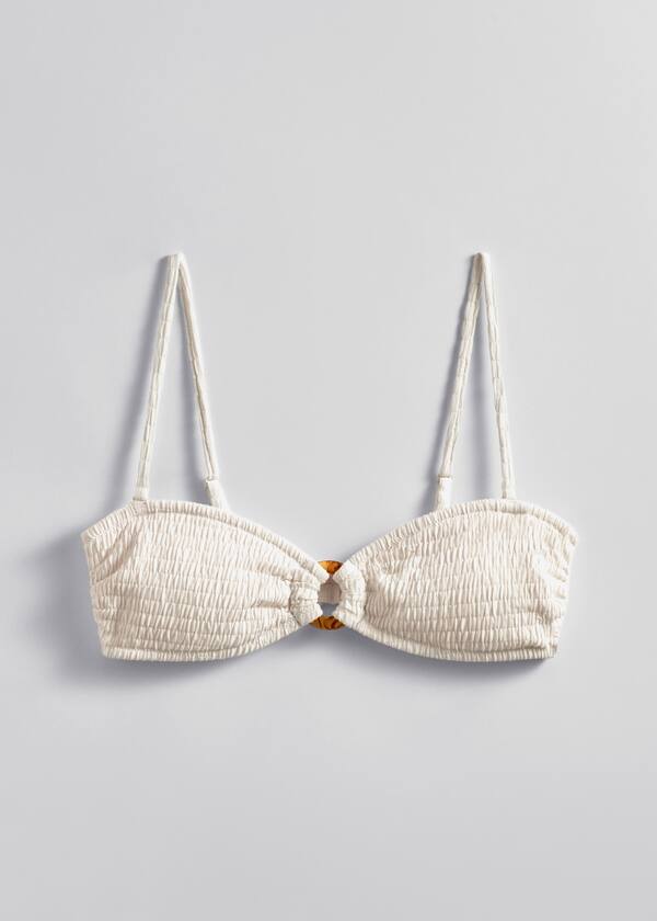Smocked Bandeau Bikini Top