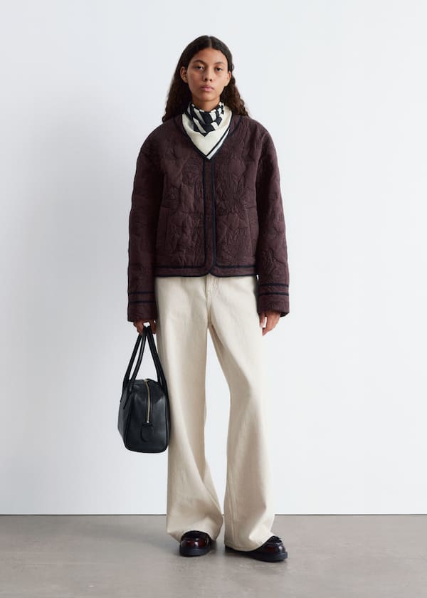 Floral Pattern Quilted Jacket