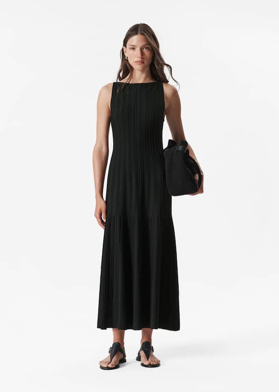 Rib-Knit Midi Dress