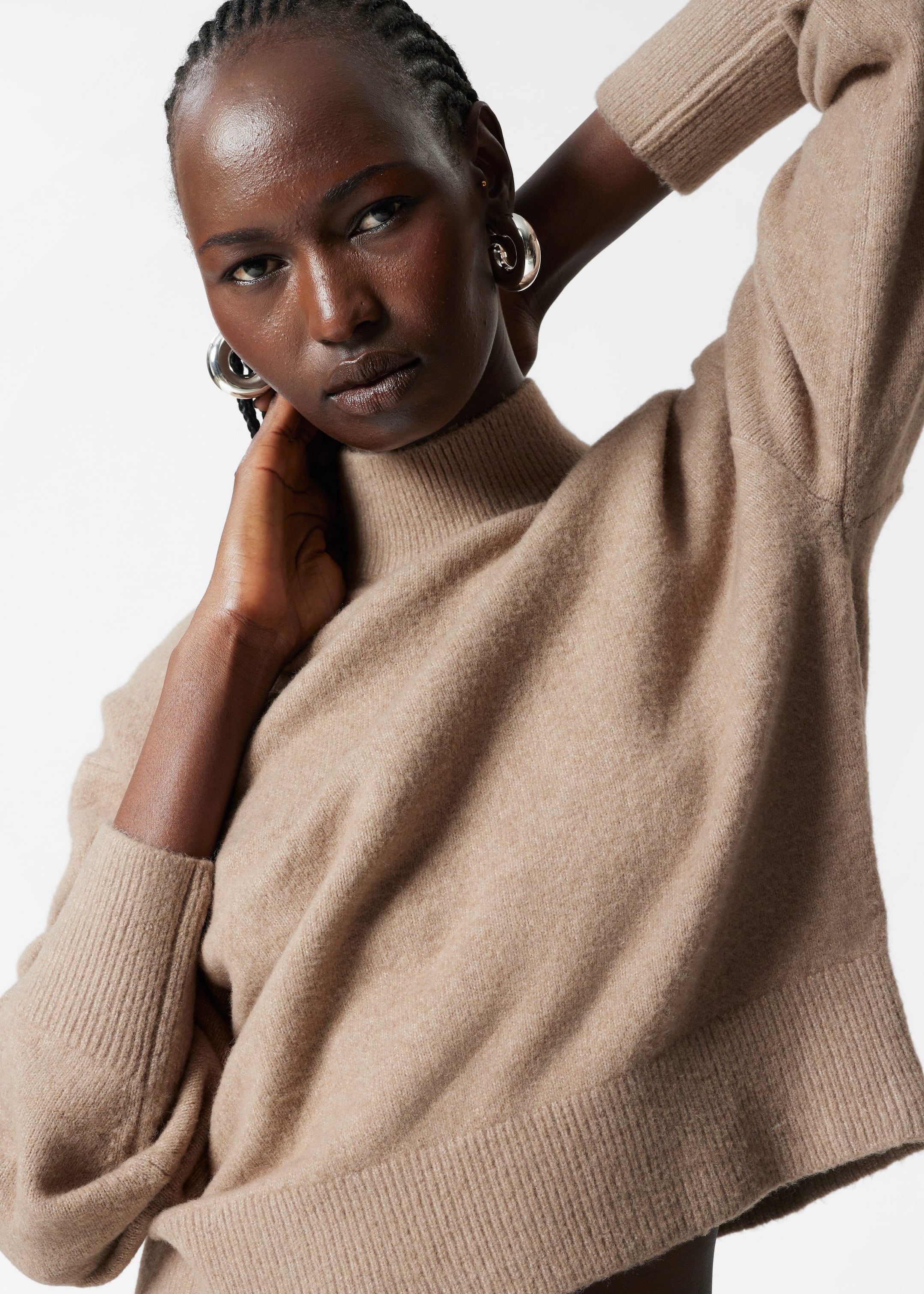 Mock-Neck Sweater - Oatmeal - Lookbook