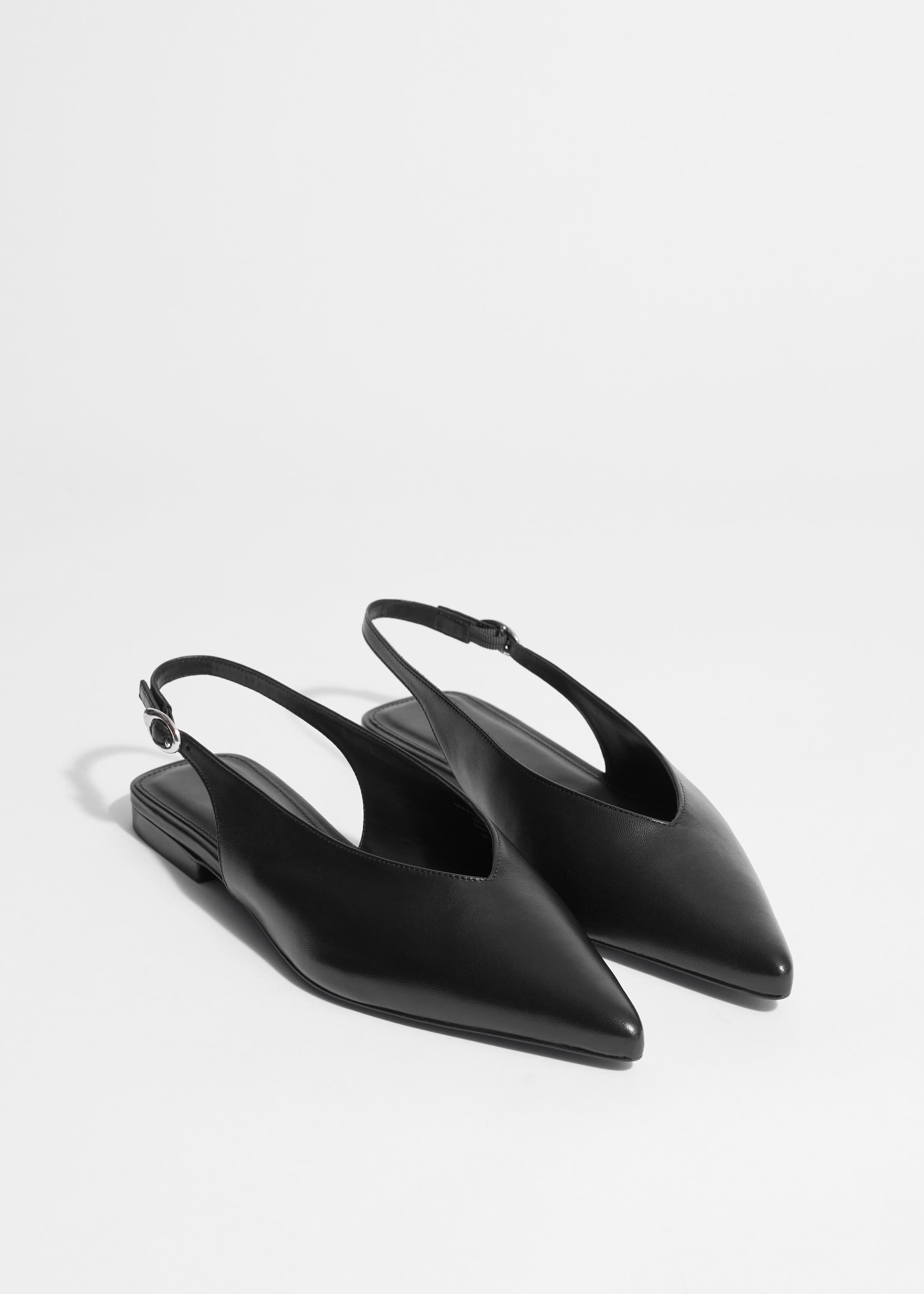 Pointed Slingback Pumps - Black - Still Life