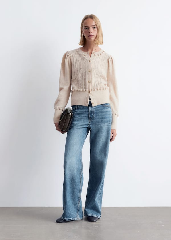 Cable-Knit Wool Cardigan