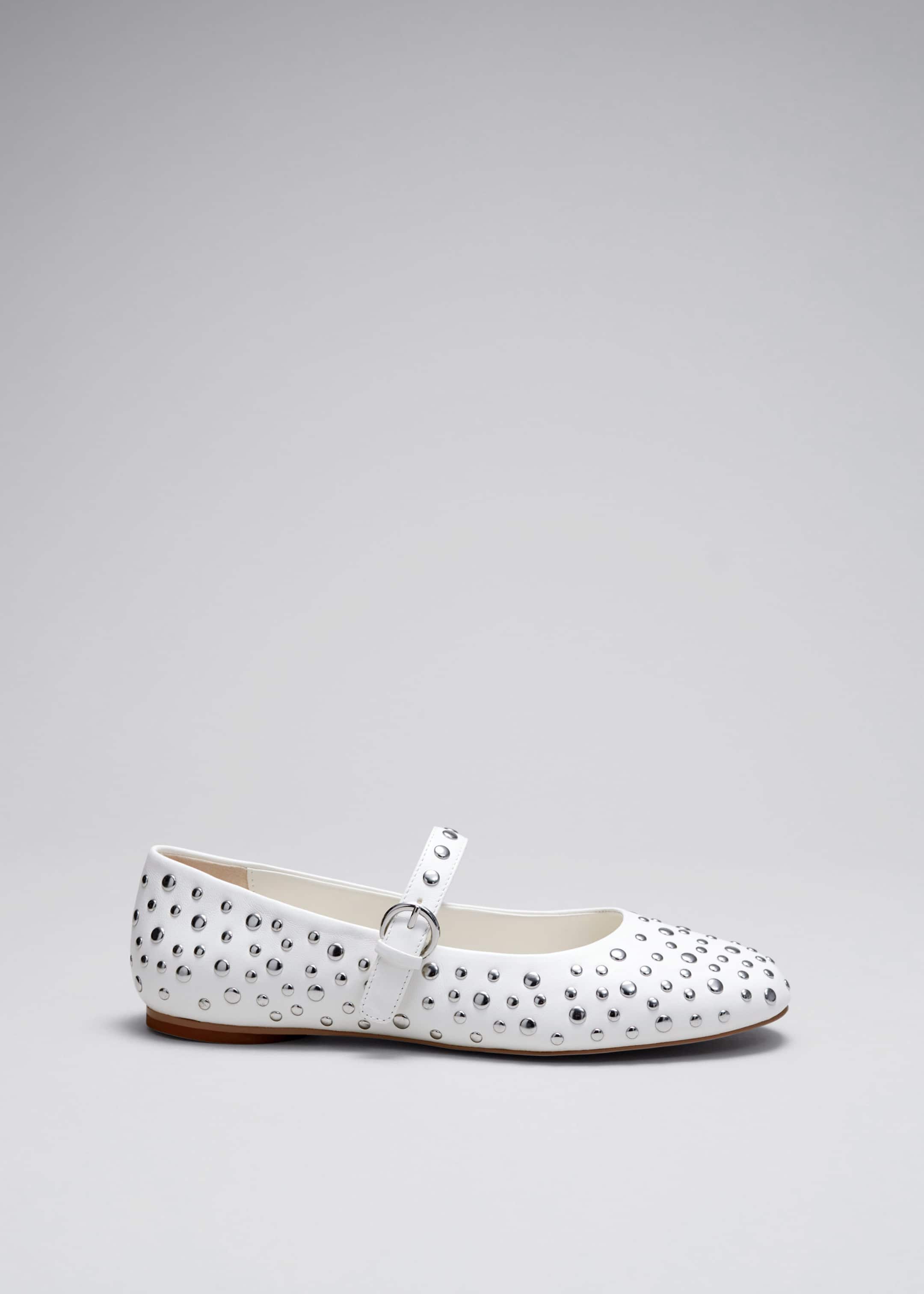 Image of Studded Leather Ballet Flats