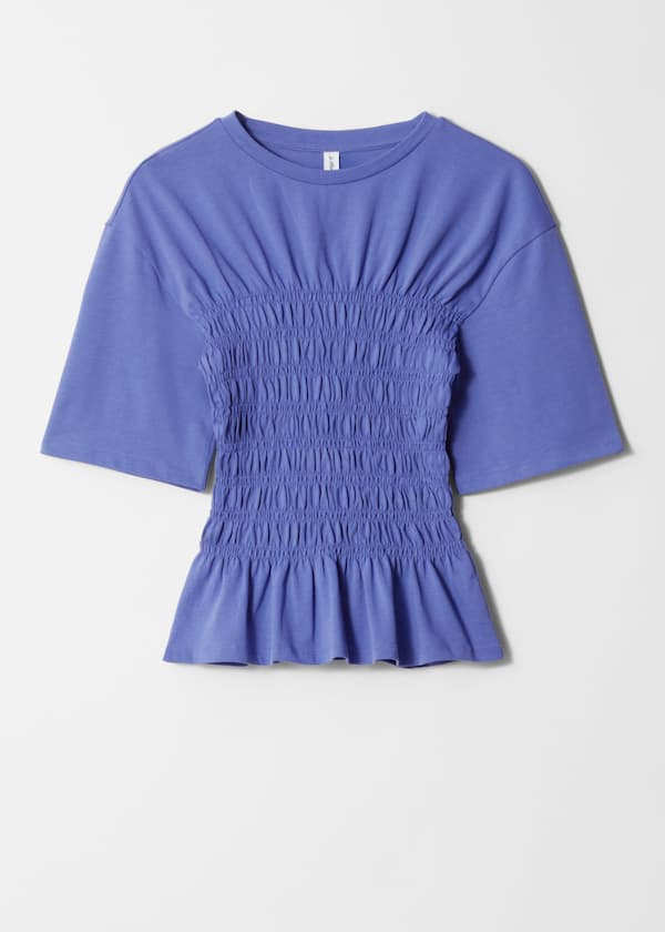 Smocked Crewneck Top