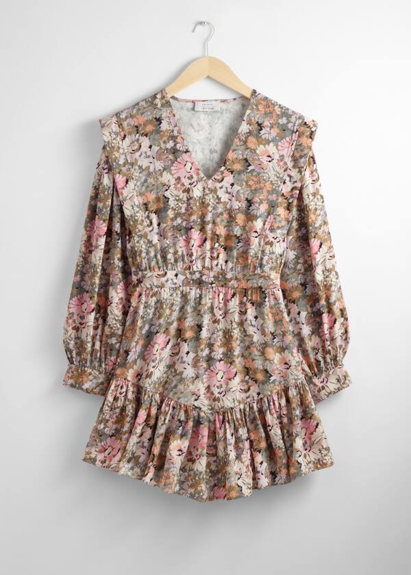 Voluminous V-Cut Mini Dress