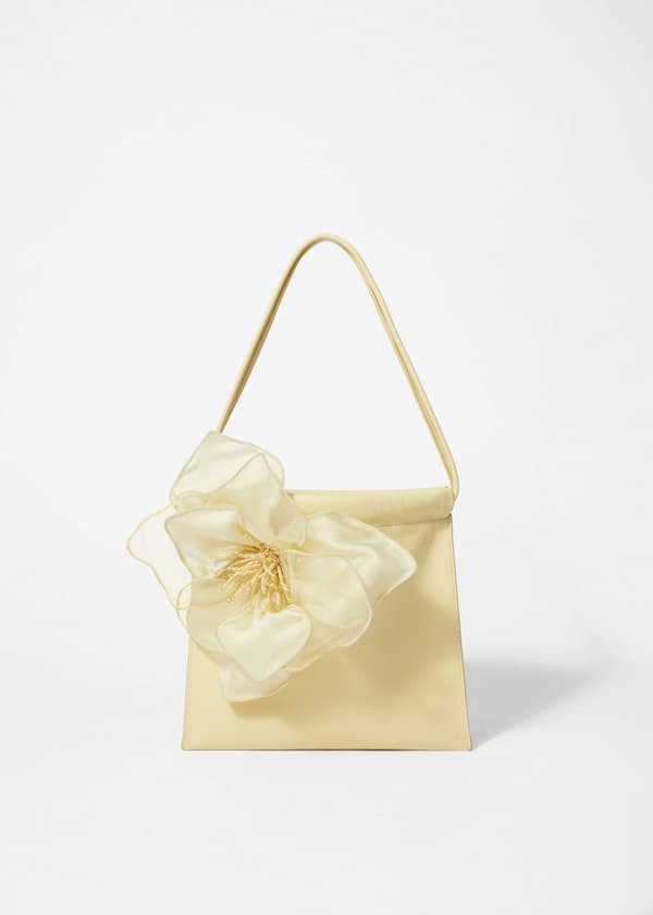 Floral-Appliqué Leather Pouch