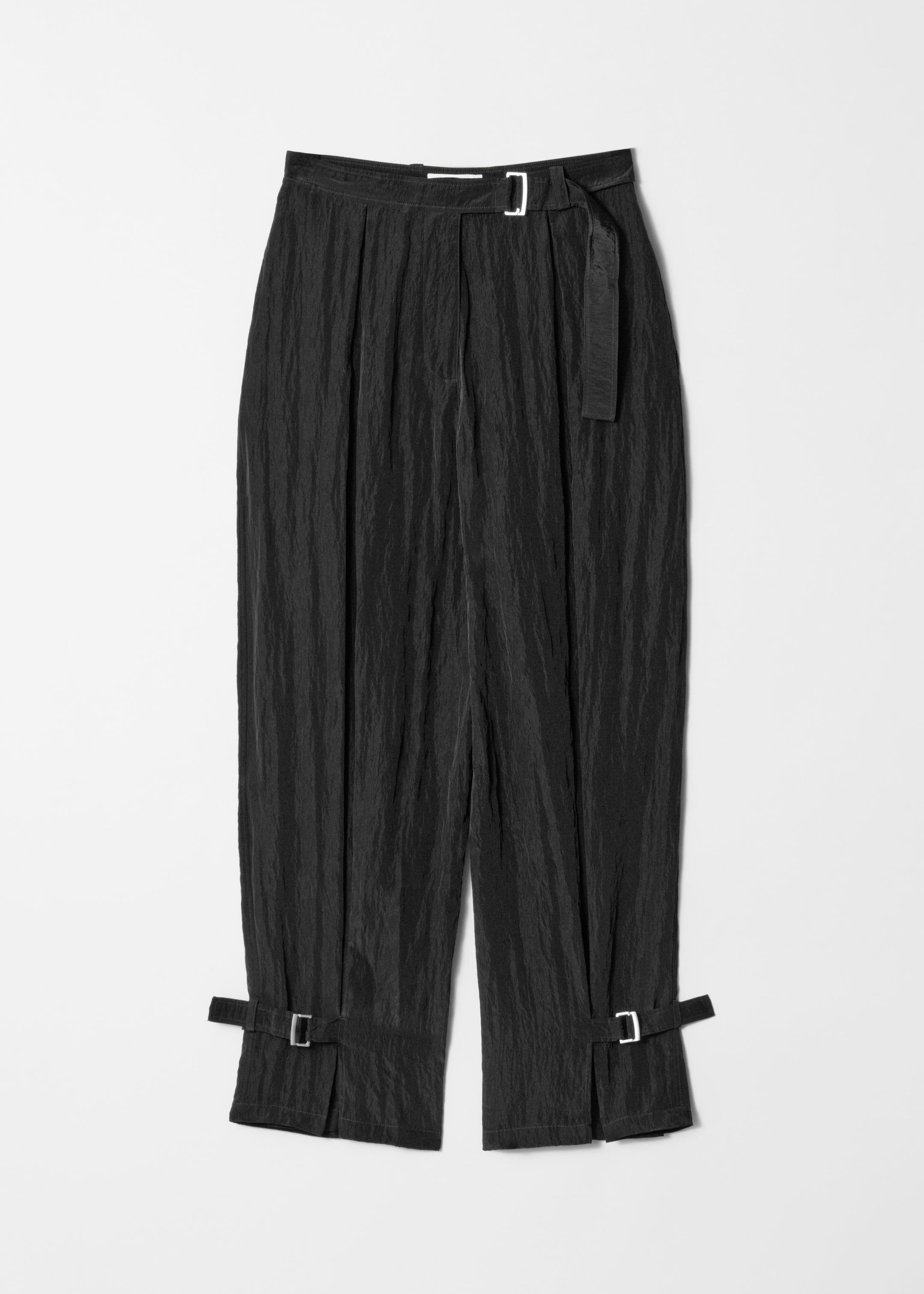 Belted Box-Pleat Trousers - Black - Still Life