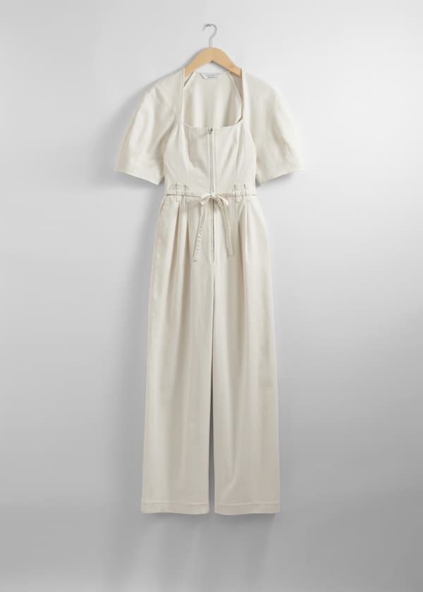 Belted Zip-Front Jumpsuit