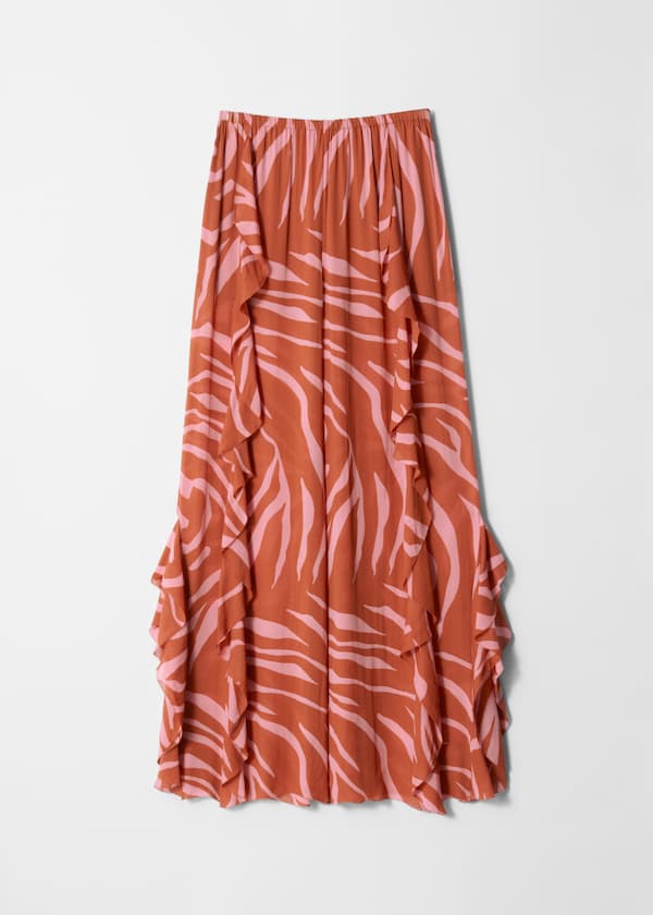 Frilled Wide-Leg Trousers