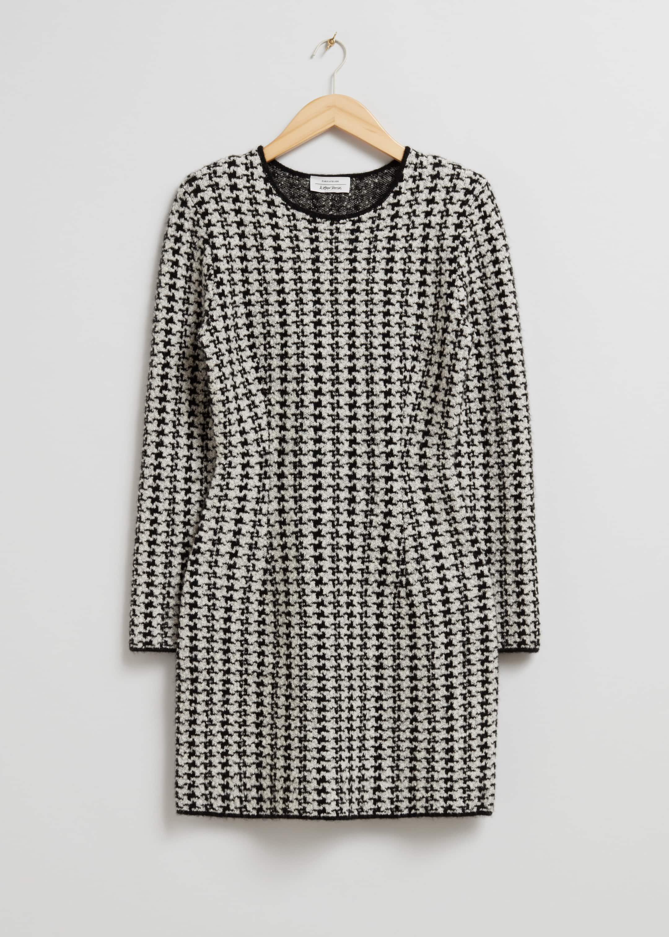 Tweed Mini Dress - Black/White Houndstooth - Still Life