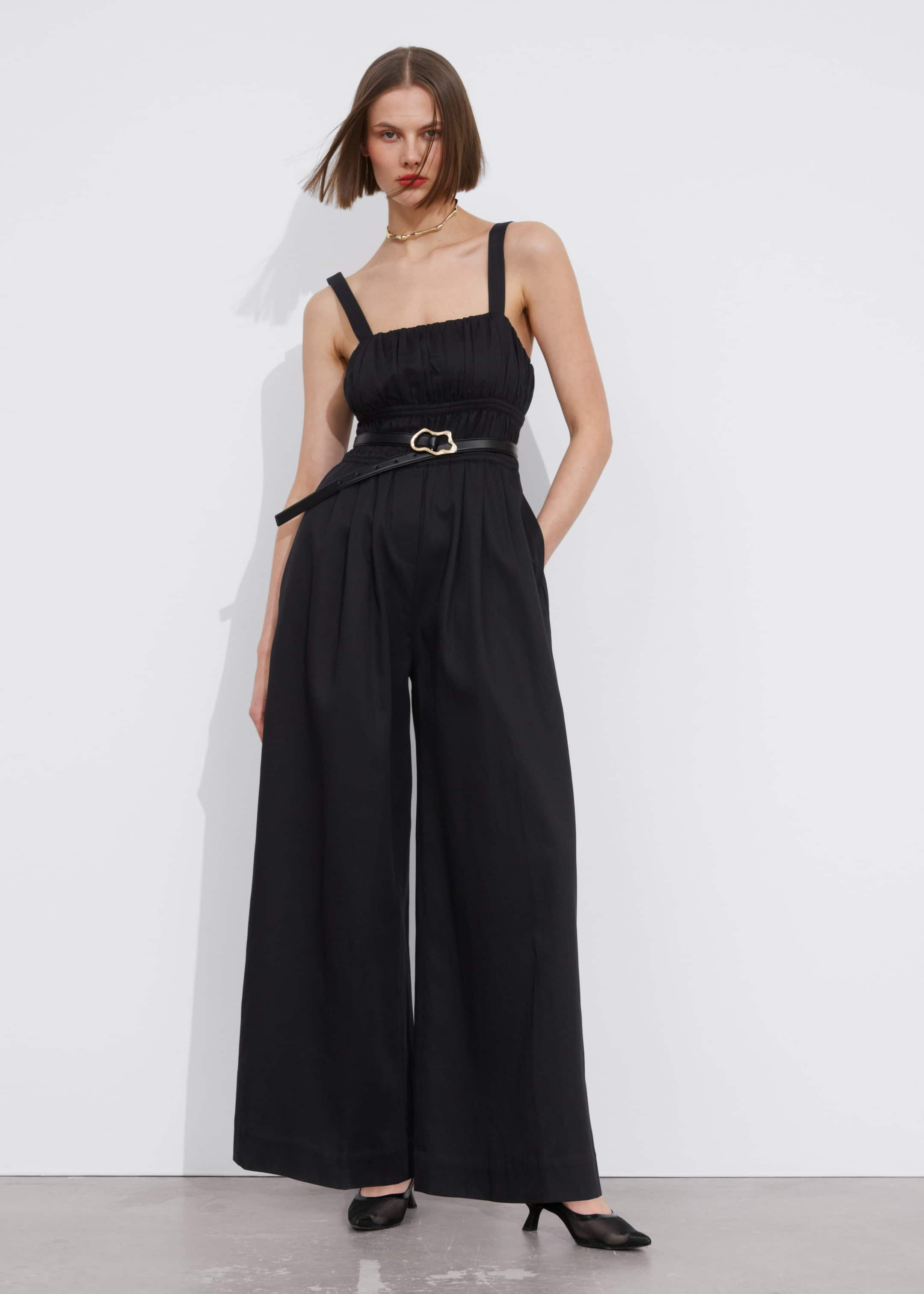 Image of Wide Sleeveless Jumpsuit