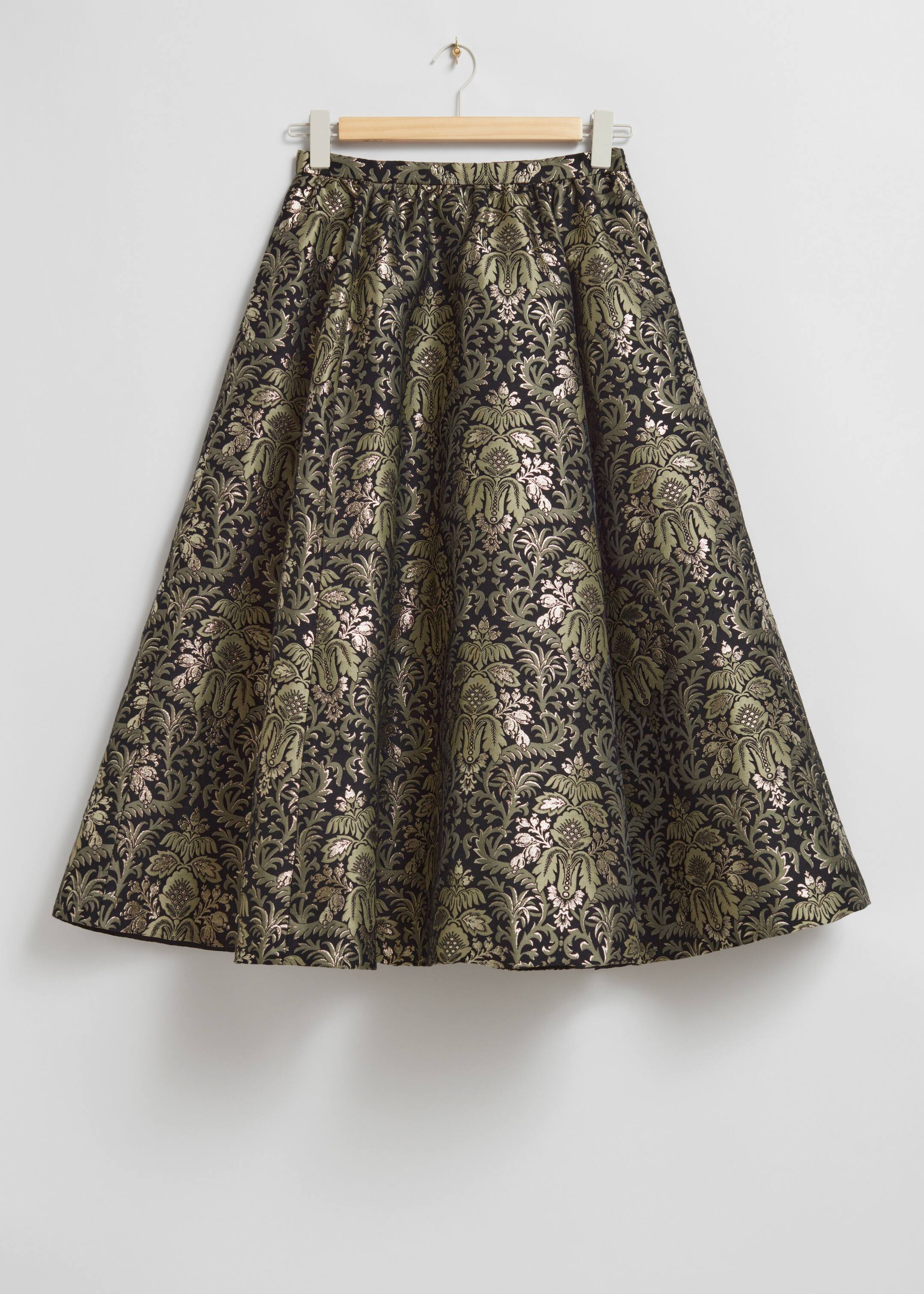 Voluminous Jacquard Midi Skirt