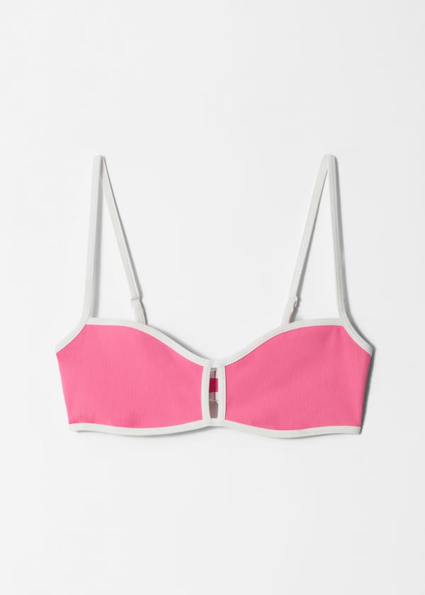 Contrast-Trim Bikini Top