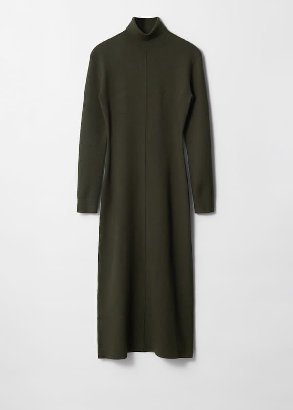 Knitted Roll-Neck Midi Dress