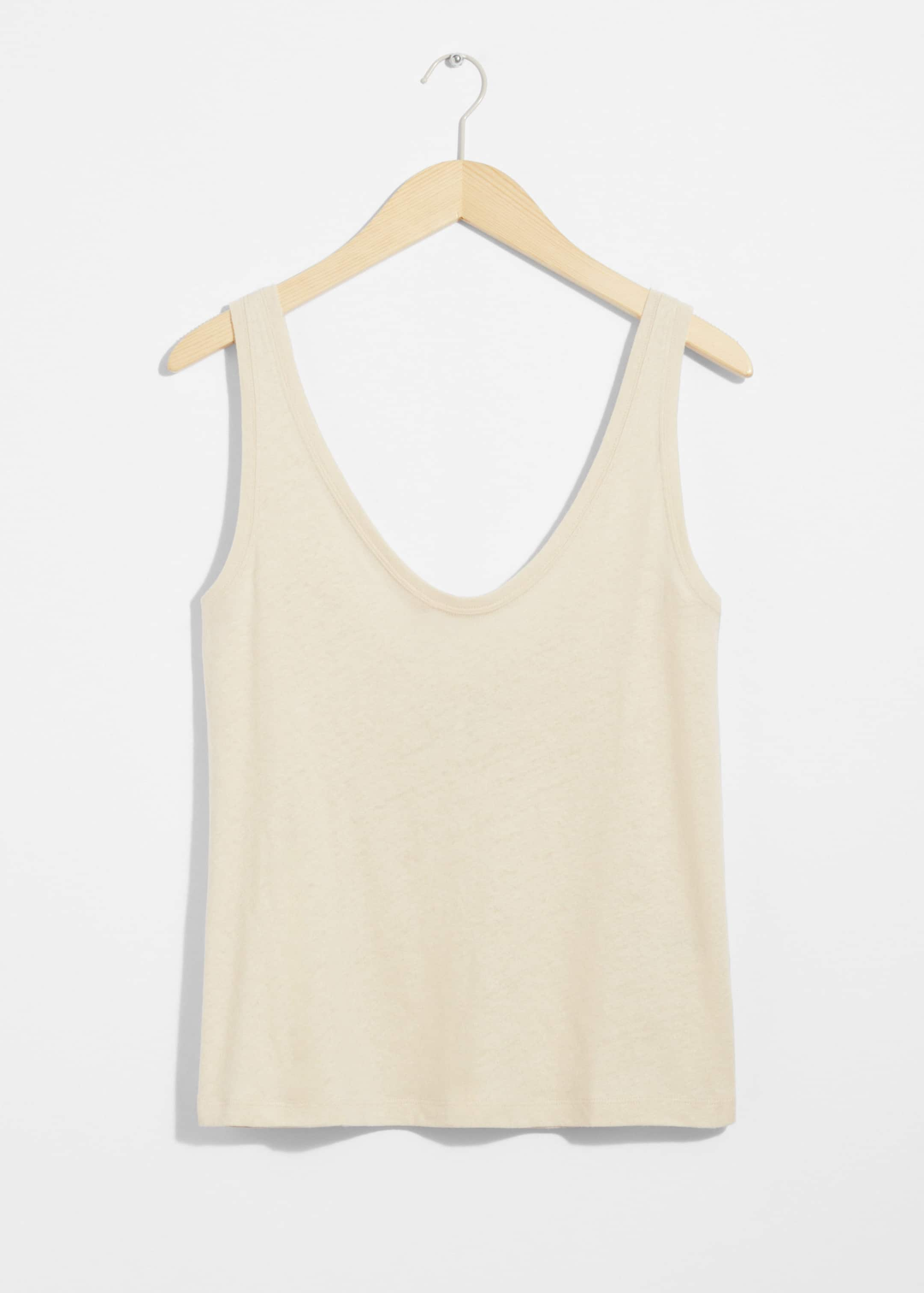 Linen-Blend Tank Top - Beige - Still Life