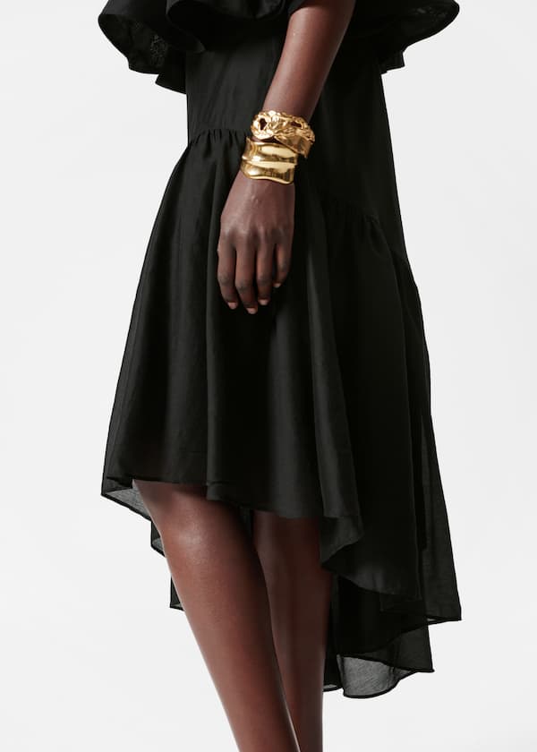 Asymmetric Ruffle Midi Skirt