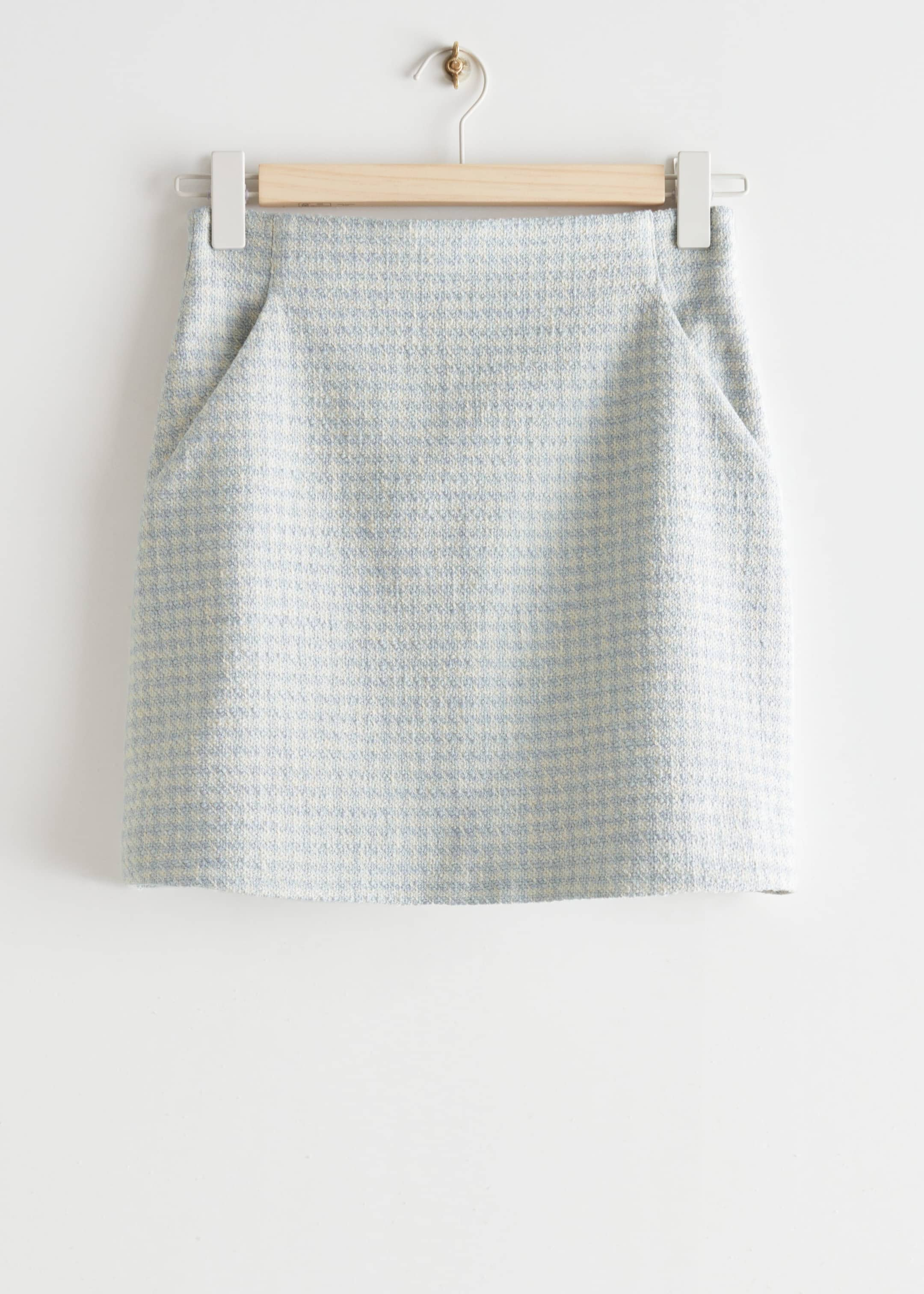 Tweed Mini Skirt - Blue/White Houndstooth - Still Life