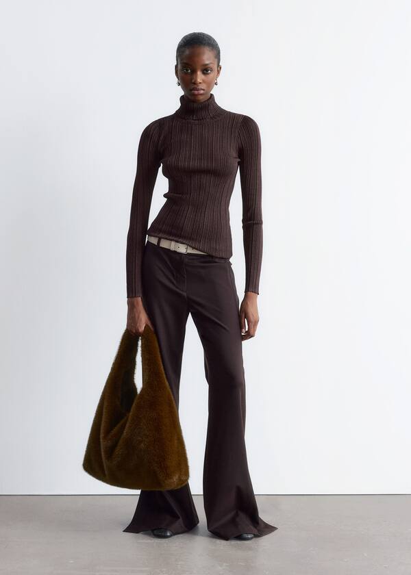 Rib-Knit Lurex Turtleneck