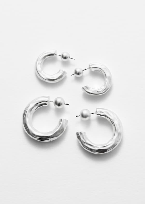 Textured Hoop Earrings Set