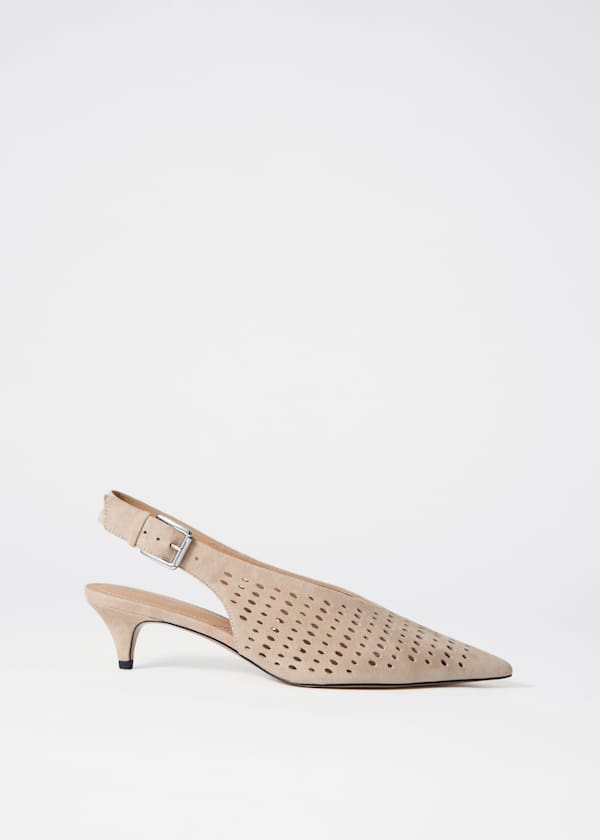 Leather Slingback Kitten Heels