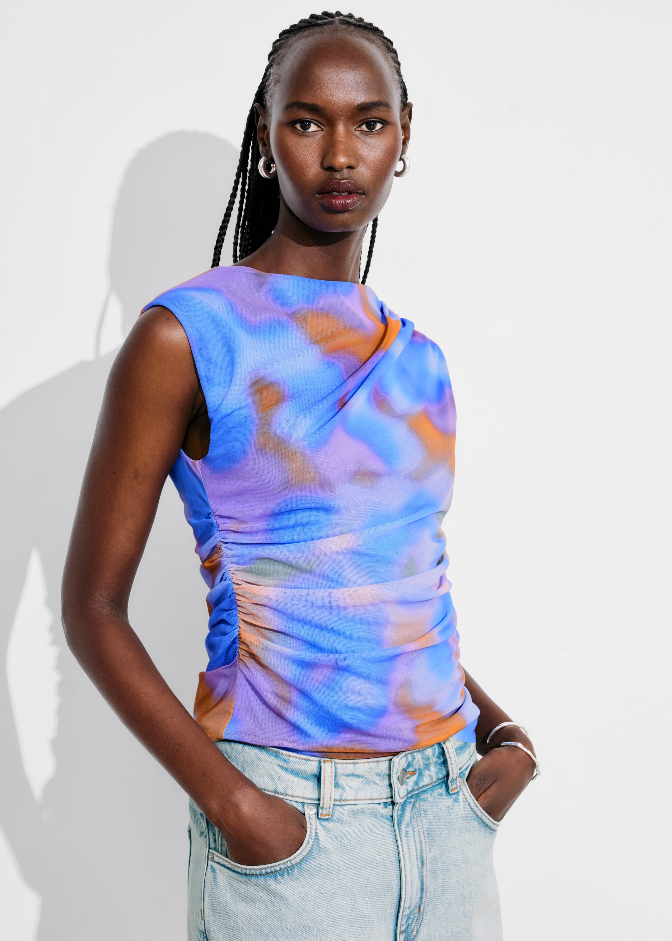 Image of Draped Printed Top