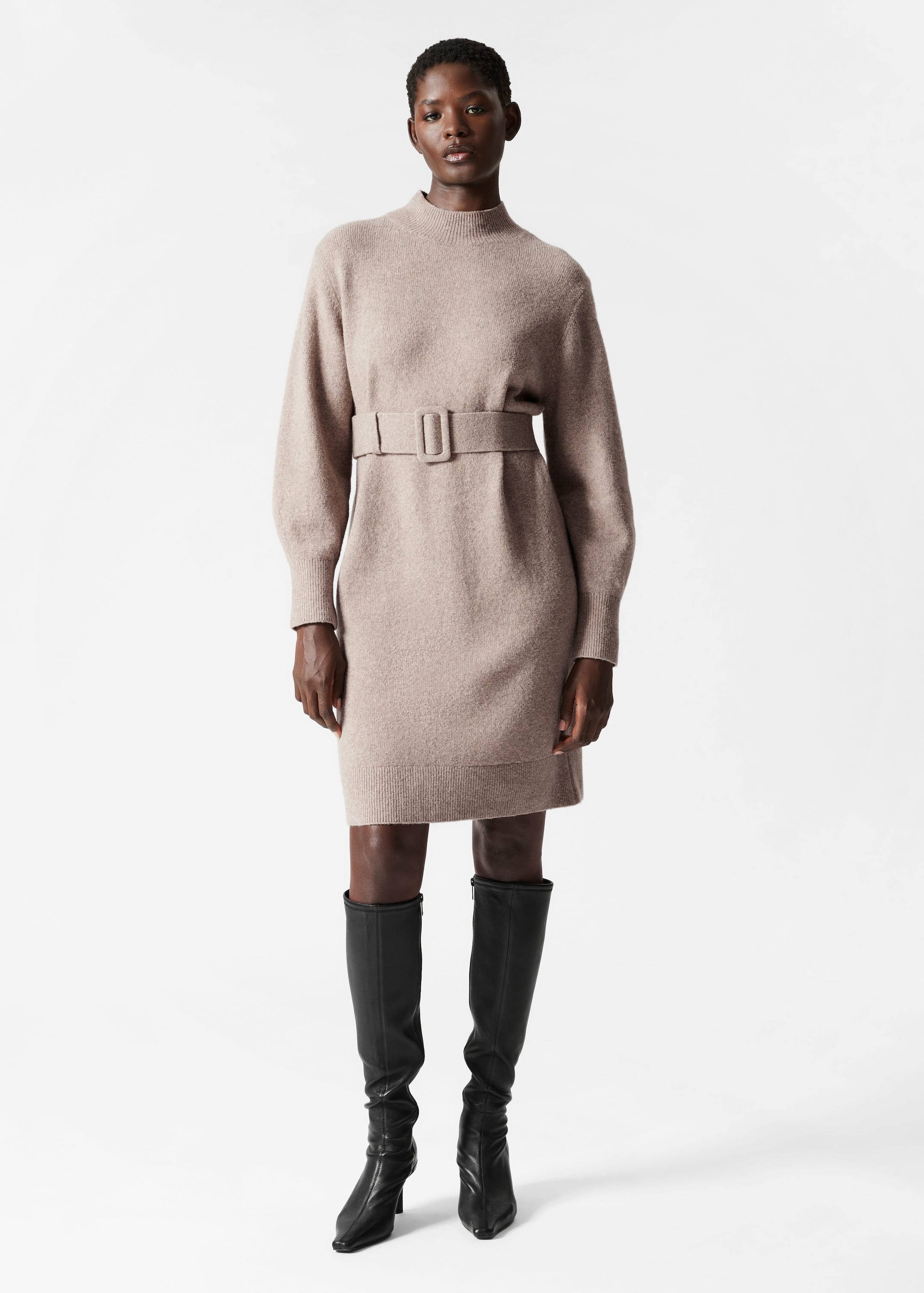 Image of Belted Jumper Dress