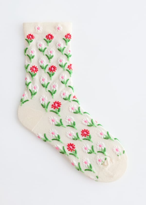 Flower Embroidered Socks
