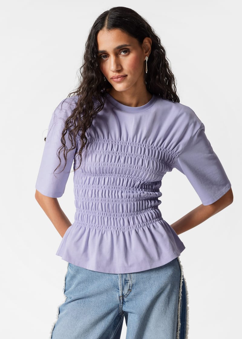 Smocked Crewneck Top