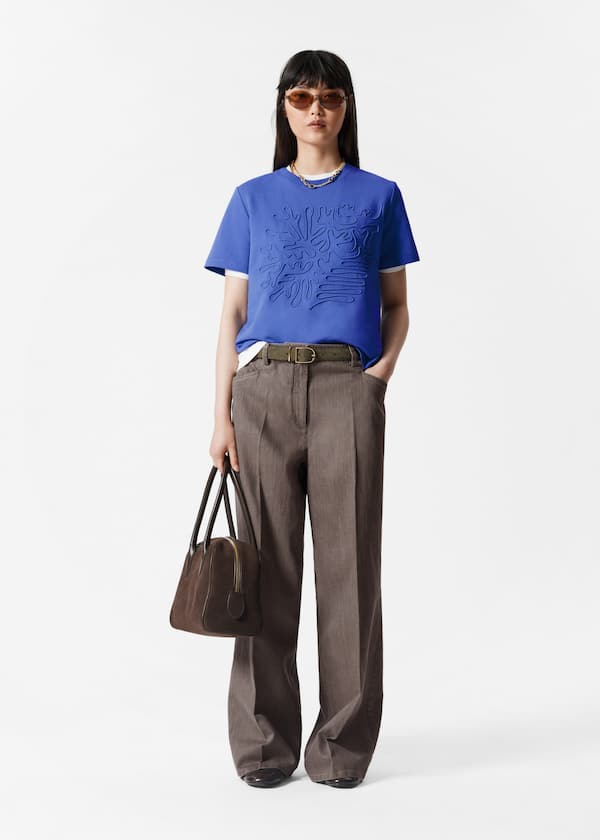 Floral-Appliqué T-Shirt