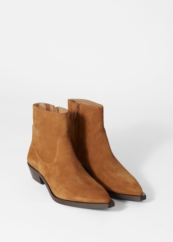 Point-Toe Leather Ankle Boots