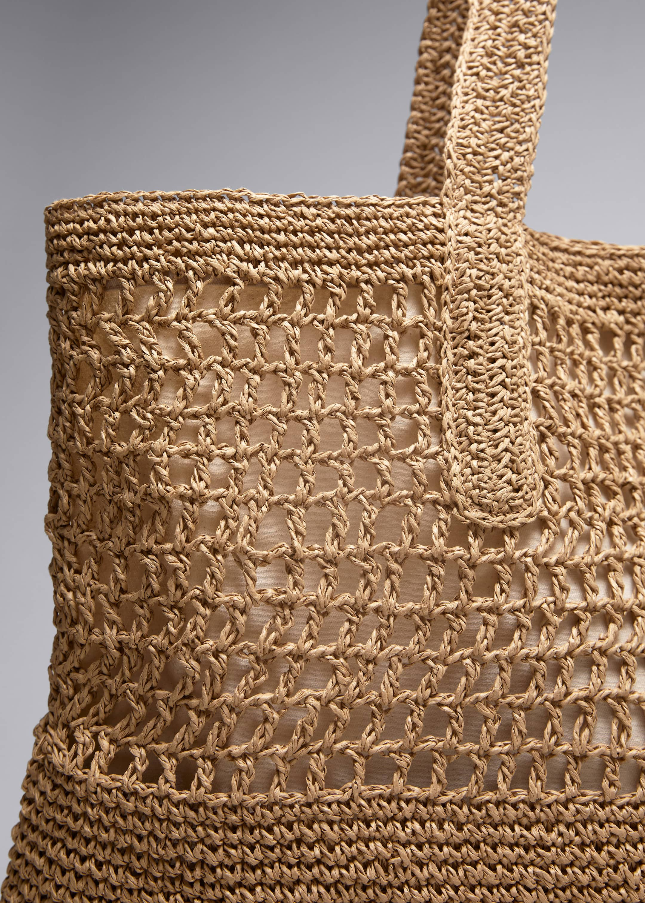 Large Crochet-Straw Tote - {{variantName}} - Descriptive Detail