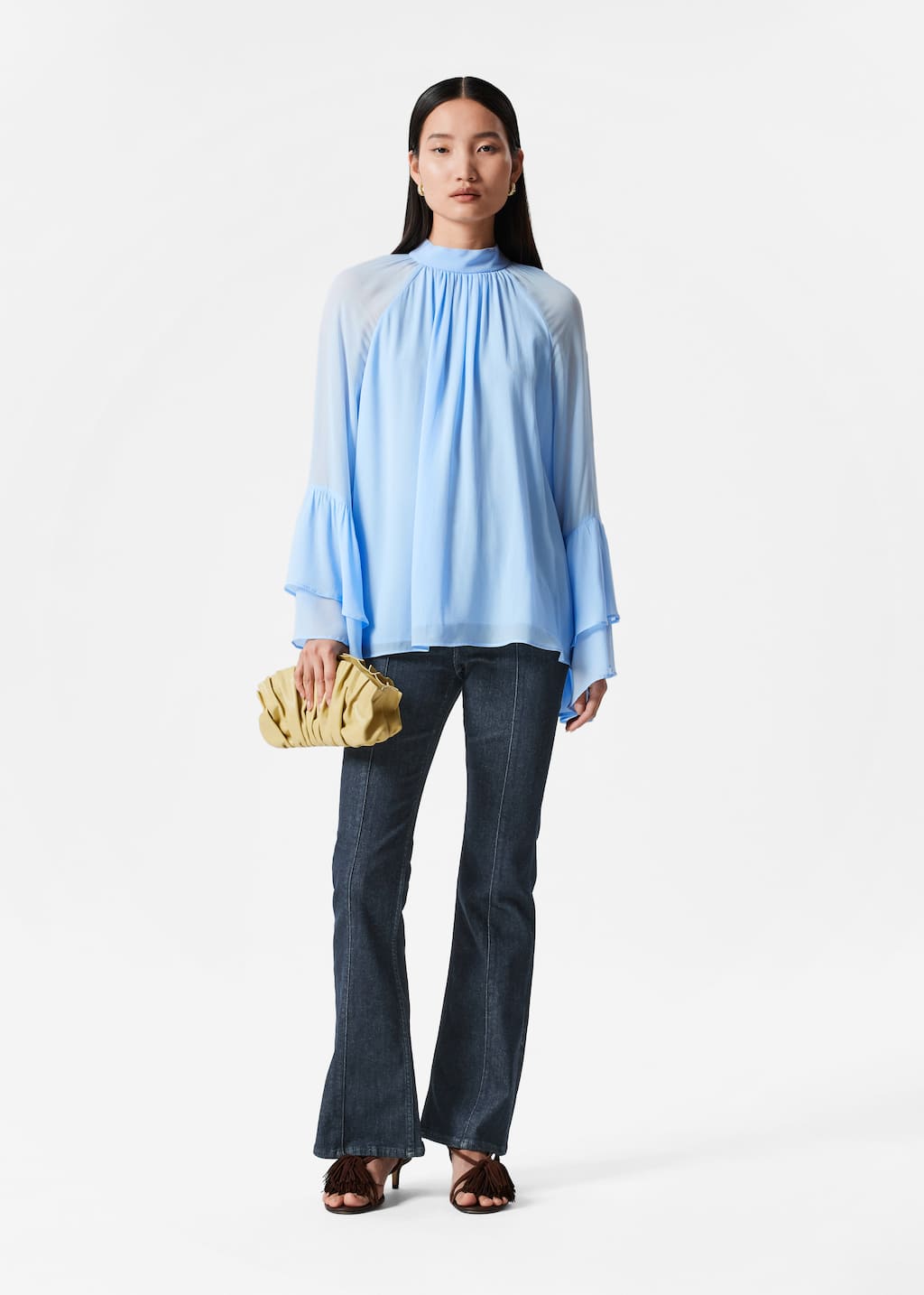 トップス ENFOLD DRAPE FLARE BLOUSE Draped silk georgette blouse | Genny