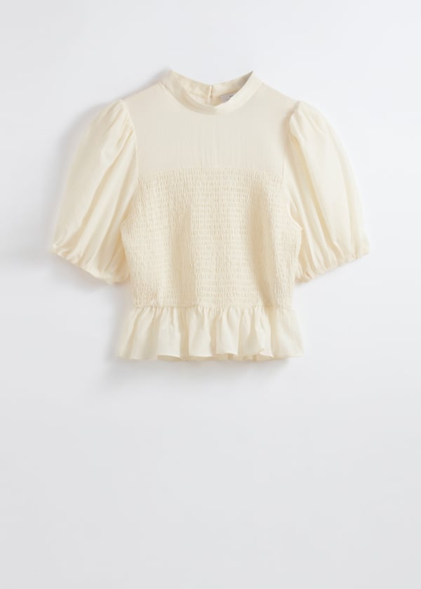Smocked Peplum Blouse