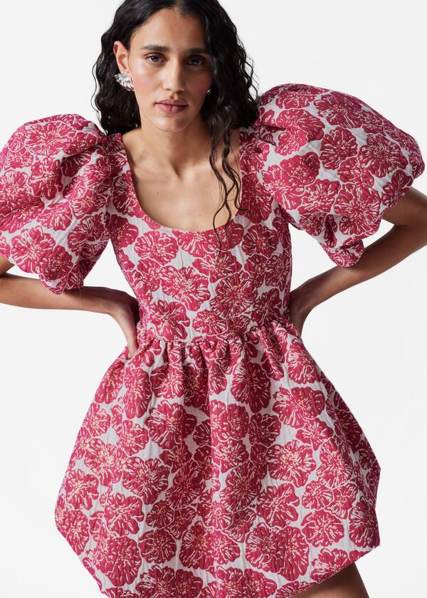 Balloon-Sleeve Mini Dress