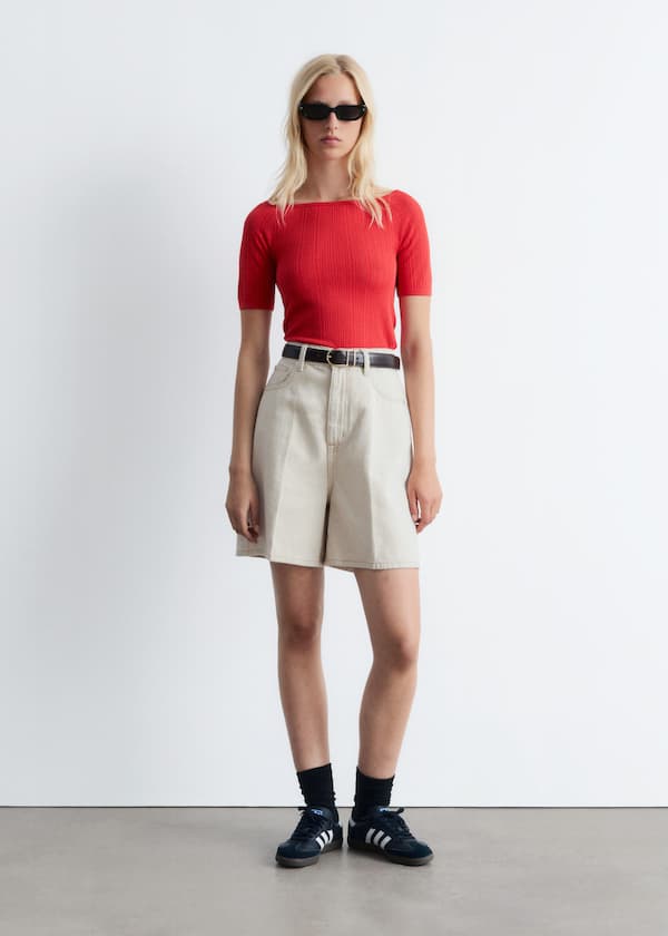 Rib-Knit Off-Shoulder Top